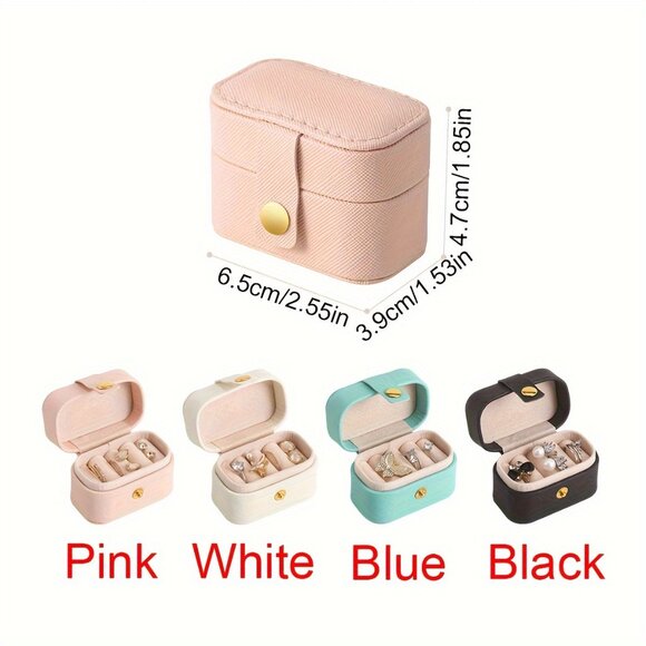 Chic Mini Faux Leather Jewelry Box for Rings & Earrings - Portable Organizer - Picture 8 of 8